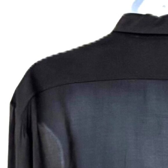 Maje Black Sheer Long- Sleeved Shirt - Picture 3 of 8